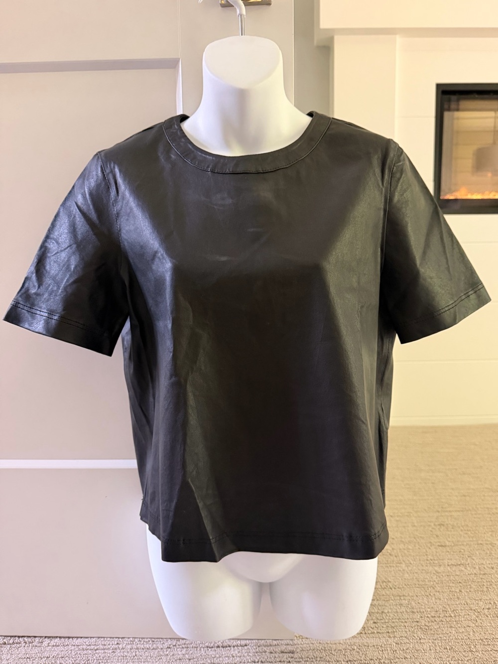 ZADIG & VOLTAIRE Chic Black 100% Leather T-Shirt Top Sz M NWT $558!!